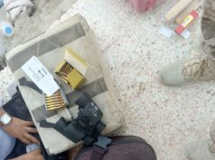 قوات درع الوطن في منفذ شحن تضبط كمية من الذخائر واغراض أخرى عسكرية