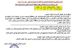 مركز الأرصاد يحذر من أجواء شديدة البرودة وأمطار متفرقة خلال 24 ساعة